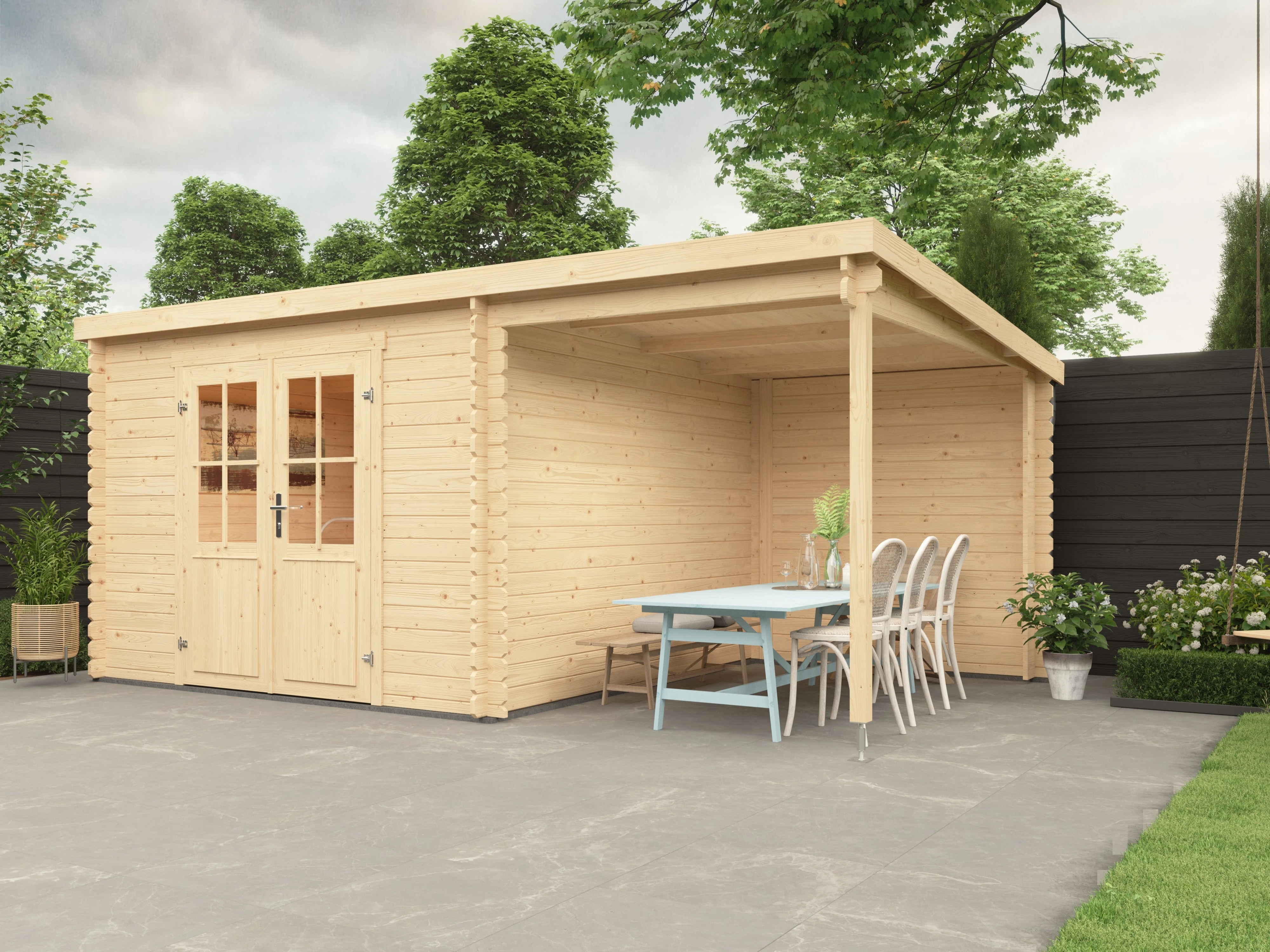 Blokhut Lessenaarsdak Bjorn 501 x 319 cm - Afbeelding 1